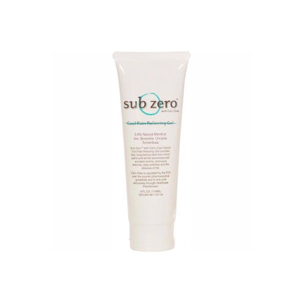 Sub Zero Cat's Claw Cold Pain Relief Gel, 4 oz. Tube, Case of 12